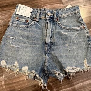 ZARA High Rise Distressed Denim